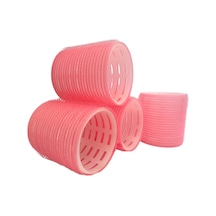 Croc 4lü Büyük Boy Plastik Bigudi Pembe Cb23 - Cırtlı Yapışkanlı Saç Bigudisi Pembe