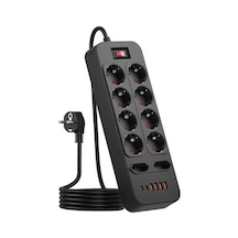 Besthome1 Dream011 Siyah 3680w Avr. Fişi 16sı 1 Arada 10a 6 Usb 2 Type C 18m Kablosu Ev Ofis Paneli Güç Dağıtma