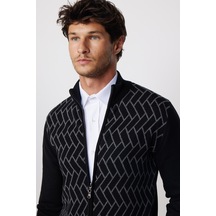 Tudors Slim Fit Dar Kesim Yarım Balıkçı Yaka Fermuarlı Önü Desenli Erkek Hırka-28815-multi Çok Renkli