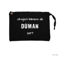 Zepplin Giyim Duman Şart Siyah Clutch Astarlı Cüzdan / El Çantası