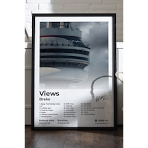 Drake Views Siyah Ahşap Çerçeveli Poster, Dekoratif Müzik Albüm Duvar Tablosu