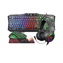 Rampage KM-404 ARGENTI Rainbow Aydınlatmalı USB Gaming Combo Q Klavye + Kulaklık + Mouse + Mousepad