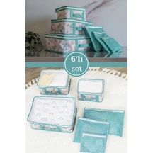 Onikiden 6 Lı Bebek Doğum Çanta Seti, Çok Kullanışlı Düzenleyici Seyahat 6 Lı Set Mavi Beyaz - Mavi