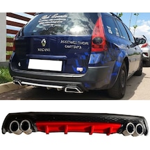 Renault Megane 2 Sw Kırmızı Difüzör Çiftli Yuvarlak Egzoz Görünümlü D Tip Difizör 2002 - 2009