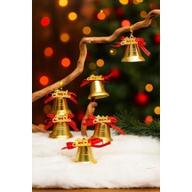 Ayrex 9 Adet Lüx Kırmızı Kurdelalı Yılbaşı Merry Christmas Çan Süs 5cm Yılbaşı Ağacı Süsleri Noel Süsle Diğer