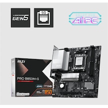 Msı Pro B850m-g Ddr5 8200mt/s 1xhdmı 1xdp 2xm.2 Usb Matx Am5 Amd Am5 9000/8000/7000 Seri İle Uyumlu
