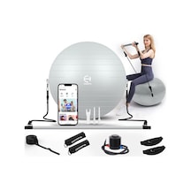 Champya Yoga Fitness Pilates Topu Squat Pilates Barı Direnç Lastiği Pilates Seti İthal Ürün Gri