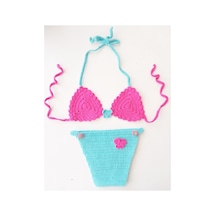 6 Ay - 1.5 Yaş Bebek İçin El Örgüsü Bikini Takımı