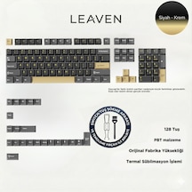 Mekanik Klave- Pbt Çift Baskı Keycap Seti Gri Siyah- Krem 128 Tuşlu Keycap