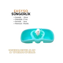 Bulaşık Fırçası Temizleyici Pratik Sabun Dağıtıcı Tabak Bardak Tencere Yıkama Aparatı Çok Renkli Fonksiyonel Hazneli Süngerlik, Turkuaz Ayarlanabilir Dimi Yok