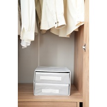 2 Çekmeceli Dolap İçi Düzenleyici Organizer Hurç Kumaş 30 X 30 Gri Tr Diğer