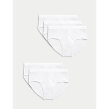 Marks & Spencer 5 Li Cotton Rich Cool & Fresh Regular Fit Erkek Brief Külot Seti T14006901v Beyaz