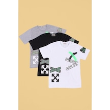 Panios Kids 3lü,collection, Baskılı, Beyaz-siyah-gri Erkek Çocuk T-shirt Beyaz Siyah Gri
