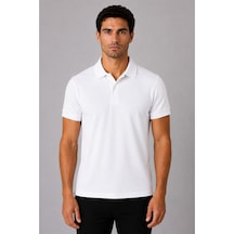 Parshey Regular Fit %100 Pamuk Polo Yaka Yarım Kollu Basic T-shirt Beyaz
