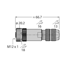 Turck 6604219 Fw-m12ku5d-g-sb-me-sh-8 Yuvarlak Konnektör M12 X 1