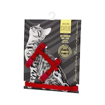Dokumadan El Yapımı Kedi Göğüs & Gezdirme Takımı, 1x25-40 Cm, Kırmızı