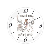 Kişiye Özel Can Kurtaran Çap 30 Bombeli Gerçek Cam Duvar Saati Siyah