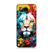 Samsung Galaxy A03s Uyumlu Renli Boyalı Aslan Yüzü Desenli Silikon Kılıf