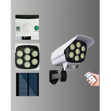 Modern Tasarımlı 2'si 1 Arada Güvenlik Lambası - Güneş Paneli Ve Led Çok Renkli