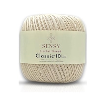 Classic 10 Tığ İpi 100% Merserize Pamuk Örgü İpi, Dantel İpi, Giza Mısır Pamuğu Ekru