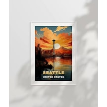 Çerçevesiz Poster Space Needle İle Gün Batımı