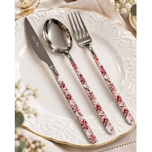 18 Parça Floral Red Desen Yemek Çatal , Kaşık ,bıçak Seti-7961 Çok Renkli