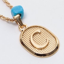 Plastik Boncuklu Burgulu Harfli Kolye-c N145 Metal