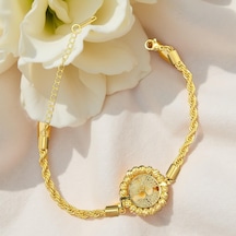 9019206771875 - Zarif Ağaç Motifli Altın Renk 316l Çelik Bileklik Antialerjik Özelliklerle Şık Ve Modern Tasarım Gold