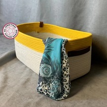 Uretti - Fatma 7987 - El Yapımı Doğal Ve Modern Dekoratif Dolap İçi Düzenleyici Sepet / Organizer Sarı