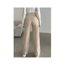 Woddi Çnr Kadın Yüksek Bel Krem Salaş Jeans Likralı Esnek Kot Pantolon Yeni Hsn-1