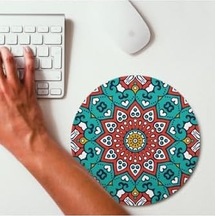 Renkli Mandala Tasarımlı Yuvarlak Mouse Pad 20 X 20 Cm