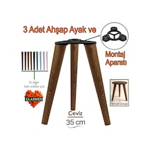 3 Adet Ahşap Ayak 35 Cm Ceviz M8 Civatalı Bağlantı Aparatlı Mobilya Tabure Sehpa Masa Destek Ayağı Ceviz
