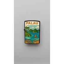 Palau Palau - Paper-cut Style - Benzinli Siyah Çakmak Magnet Hediyeli Siyah