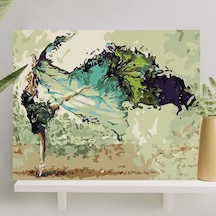 Palmiye Hobi Sanat Sayılarla Boyama Tuval Seti Fırça Boya Dahil Çıtalı 40x50 Cm - Balerin
