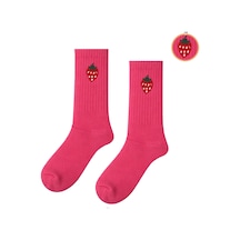 Carnaval Socks Çilek Nakışlı Pembe Renkli Spor Çorap Çok Renkli