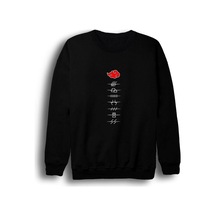 Erkek Siyah Naruto Baskılı Bisiklet Yaka Sweatshirt Siyah