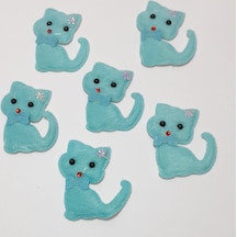 Mavi Kedi Süsleme Kumaş Sticker 25 Adet Mavi