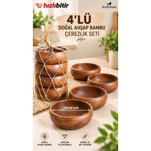 Bymyhand Bambu Doğal Ahşap Yuvarlak Çerezlik 4'lü Set Çap 10 Cm