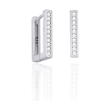 Gümüş Küpe Zirkon Taşlı Rodyumlu Trend Küpe 925 Ayar St113 Gümüş - Rodyum