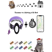 Teknetstore Takip Cihazı Ve Airtag Yuvalı Kedi Tasması Ios Uyumlu Boyun Tasması Gps 2'li