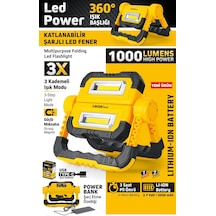 Sgs 5057 Şarjlı Led Çalışma Lambası-power Bank 1000 Lümen 3.7 Volt/ 5000 Mah Sarı - Siyah