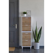 Eliusta Elenio 52 Cm Genişlik Meşe Renk Ayaklı 4 Kapaklı Ayakkabılık 52x168x26 Cm Ayakkabılık Meşe