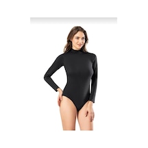 Kota 6181 Kadın Yarım Boğazlı Uzun Kol Çıtçıtlı Body 12 Adet Siyah