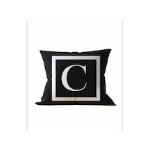 Çift Tarafı Baskılı Harfli Kırlent Kılıfı - C Harfi