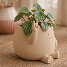 Bezos 3d Baskı Smiley Face Planter - Gülümseyen Karakterli Saksı-bej Ob Standart