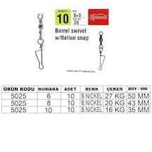 Captain 5025 İtalyan Klips 10lu Paket Black Nikel Standart - 6+4
