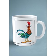 Tavuk Baskılı Kupa Bardak Çift Taraflı Kişiye Özel Çerçeveli Renkli Model 5 Çok Renkli