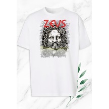 Flood Of Style Unisex Oversize Mitoloji Heykel Zeus Baskılı Beyaz Tişört