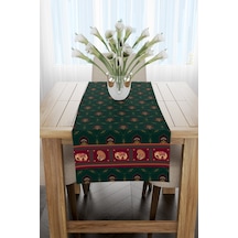 Yeşil Turuncu Etnik Hayvan Figürlü Runner 40x140cm Yeşil