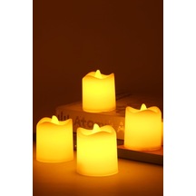 Telvesse 4 Adet Mini Led Mum Seti Pilli Dumansız Alevli Ledli Dekoratif Yapay Mum Dekor Işığı 4 Adet Mat Beyaz 4, Çok Renkli